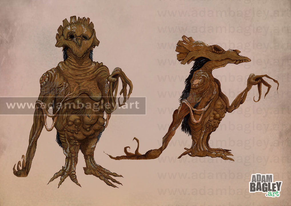 A painting by Adam Bagley of Adam Bagley Art, this image shows one of several creature concept creations to be submitted to The Jim Henson Company for Netflix TV series The Dark Crystal: Age of Resistance.